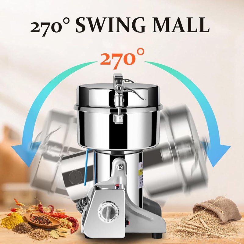 INSELY 750g Grain Mill, flour mill grinder for home, Electric Stainless Steel Grain Grinder for Wheat, Spices, coffee,Corn and Other Dry Food Grinders for Kitchen - Image 4